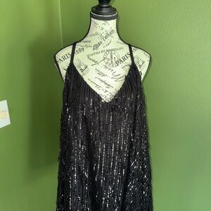 Torrid Sophie Black Fringe Sequin Sleeveless Blouse Size Torrid 4/4XL